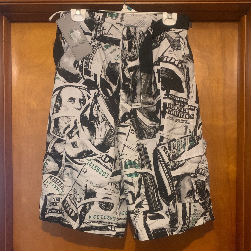NWT True Rock Size 32 Belted Benjamin Money Shorts